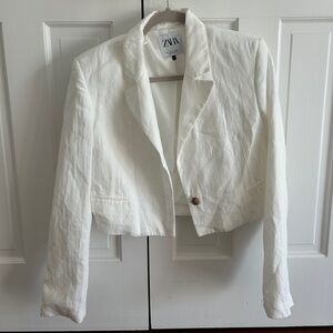 White Zara Blazer Jacket with button
